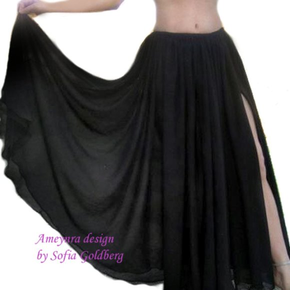Black Chiffon Full Circle Skirt Ameynra design New - Picture 1 of 1